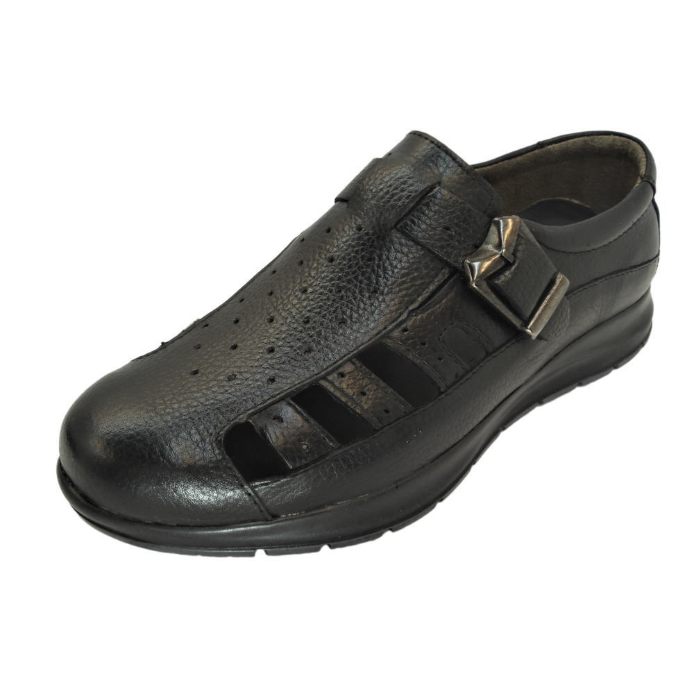 کفش مردانه چرم طبیعی  تابستانی طبی آتا مشکی ارسال رایگان با گارانتیATA