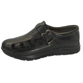 کفش مردانه چرم طبیعی  تابستانی طبی آتا مشکی ارسال رایگان با گارانتیATA