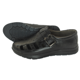 کفش مردانه چرم طبیعی  تابستانی طبی آتا مشکی ارسال رایگان با گارانتیATA