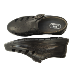 کفش مردانه چرم طبیعی  تابستانی طبی آتا مشکی ارسال رایگان با گارانتیATA