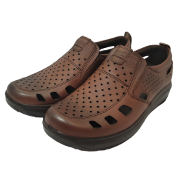 کفش مردانه چرم طبیعی  تابستانی آیسان عسلی ارسال رایگان با گارانتیAISAN