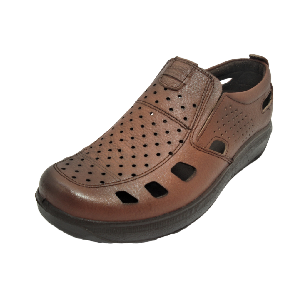 کفش مردانه چرم طبیعی  تابستانی آیسان عسلی ارسال رایگان با گارانتیAISAN