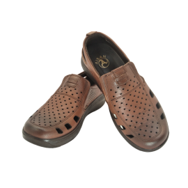 کفش مردانه چرم طبیعی  تابستانی آیسان عسلی ارسال رایگان با گارانتیAISAN