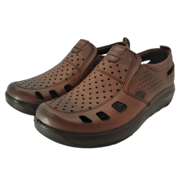 کفش مردانه چرم طبیعی  تابستانی آیسان عسلی ارسال رایگان با گارانتیAISAN