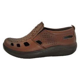 کفش مردانه چرم طبیعی  تابستانی آیسان عسلی ارسال رایگان با گارانتیAISAN