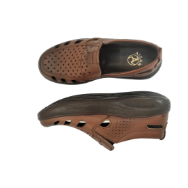 کفش مردانه چرم طبیعی  تابستانی آیسان عسلی ارسال رایگان با گارانتیAISAN