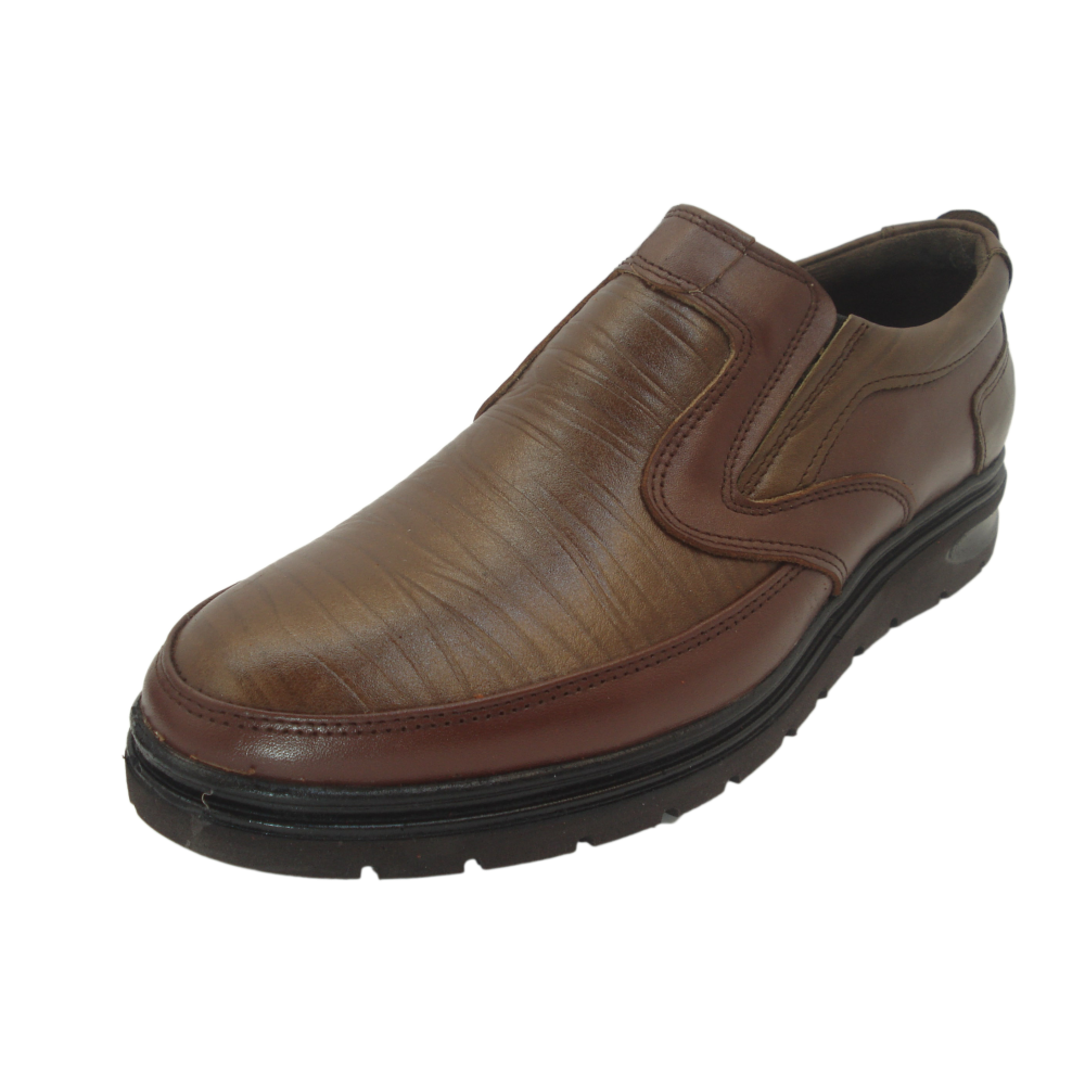 کفش مردانه چرم  کرال کشی عسلی  ارسال رایگان با گارانتیKRAL