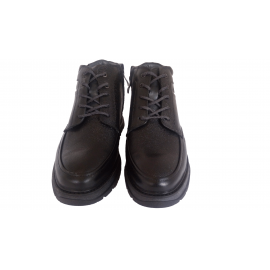 کفش مردانه چرم طبیعی نیم بوت ساعتی زیپ دار و بندی آتا مشکی  ارسال رایگان با گارانتی ATA