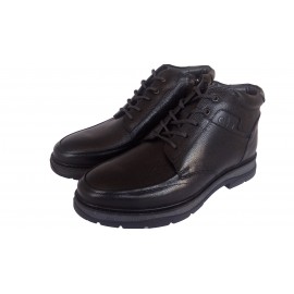 کفش مردانه چرم طبیعی نیم بوت ساعتی زیپ دار و بندی آتا مشکی  ارسال رایگان با گارانتی ATA