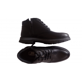 کفش مردانه چرم طبیعی نیم بوت ساعتی زیپ دار و بندی آتا مشکی  ارسال رایگان با گارانتی ATA
