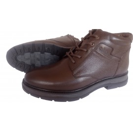 کفش مردانه چرم طبیعی نیم بوت زیپ دار و بندی آتا قهوه ای  ارسال رایگان با گارانتی ATA