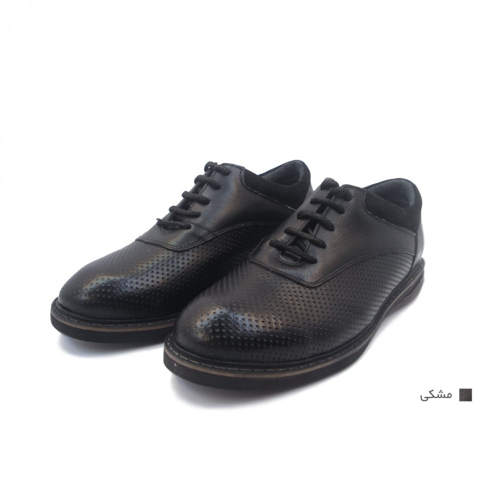 کفش مردانه چرم طبیعی آتیلا مشکی  ارسال رایگان با گارانتیATEILA