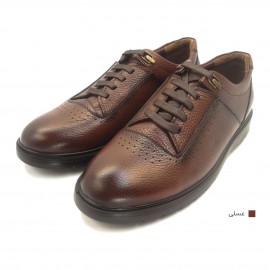 کفش مردانه چرم طبیعی رویال بندی عسلی  ارسال رایگان با گارانتیROYAL