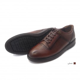 کفش مردانه چرم طبیعی رویال بندی عسلی  ارسال رایگان با گارانتیROYAL