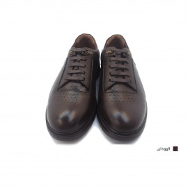 کفش مردانه چرم طبیعی رویال بندی قهوه‌ای  ارسال رایگان با گارانتیROYAL
