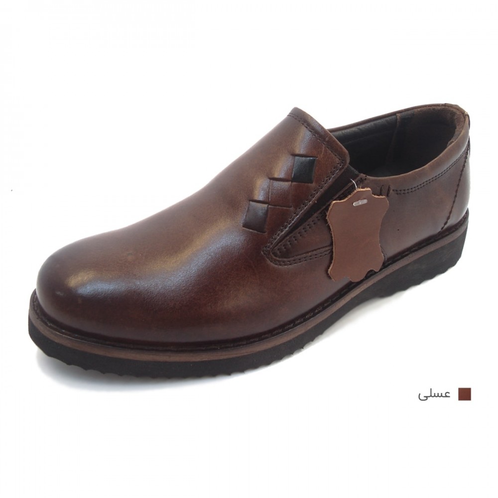 کفش مردانه چرم طبیعی ماهان عسلی  ارسال رایگان با گارانتیMAHAN