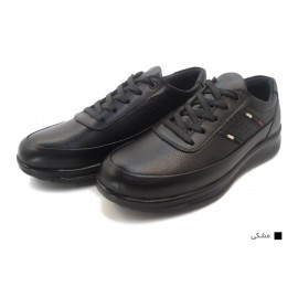 کفش مردانه چرم طبیعی مارکو بندی مشکی  ارسال رایگان با گارانتیMARKO