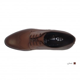 کفش مردانه چرم طبیعی مجلسی آکسفورد عسلی خط دار ارسال رایگان با گارانتیAKSFORD