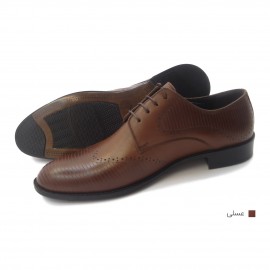 کفش مردانه چرم طبیعی مجلسی آکسفورد عسلی خط دار ارسال رایگان با گارانتیAKSFORD