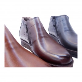 کفش مردانه چرم طبیعی نیم بوت ماهان زیپ دار مشکی  ارسال رایگان با گارانتیMAHAN