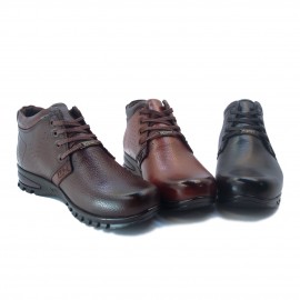 کفش مردانه چرم طبیعی نیم بوت بندی ماهان مشکی  ارسال رایگان با گارانتیMAHAN