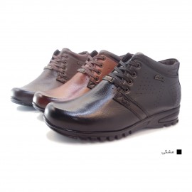 کفش مردانه چرم طبیعی نیم بوت بندی ماهان مشکی  ارسال رایگان با گارانتیMAHAN