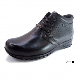 کفش مردانه چرم طبیعی نیم بوت بندی ماهان مشکی  ارسال رایگان با گارانتیMAHAN