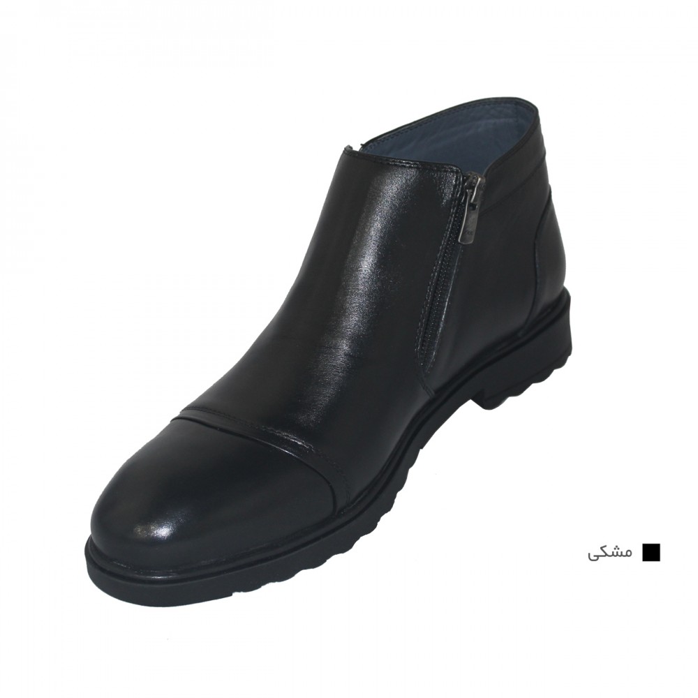 کفش مردانه چرم طبیعی نیم بوت کوشا مشکی  ارسال رایگان با گارانتی
