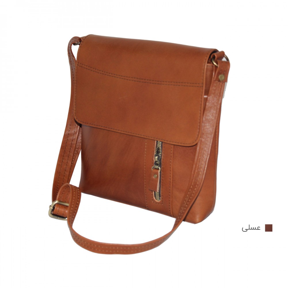 ارسال رایگان-کیف اسپورت چرم طبیعی دوشی عسلی مدل Jeep