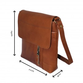 ارسال رایگان-کیف اسپورت چرم طبیعی دوشی عسلی مدل Jeep