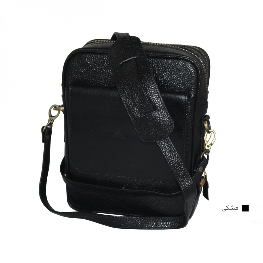 ارسال رایگان-کیف اسپورت چرم طبیعی دوشی مشکی مدل کاسپین