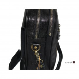 ارسال رایگان-کیف اسپورت چرم طبیعی دوشی مشکی مدل کاسپین