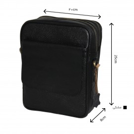 ارسال رایگان-کیف اسپورت چرم طبیعی دوشی مشکی مدل کاسپین