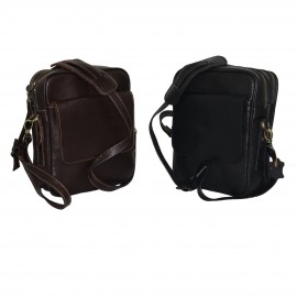 ارسال رایگان-کیف اسپورت چرم طبیعی دوشی مشکی مدل کاسپین