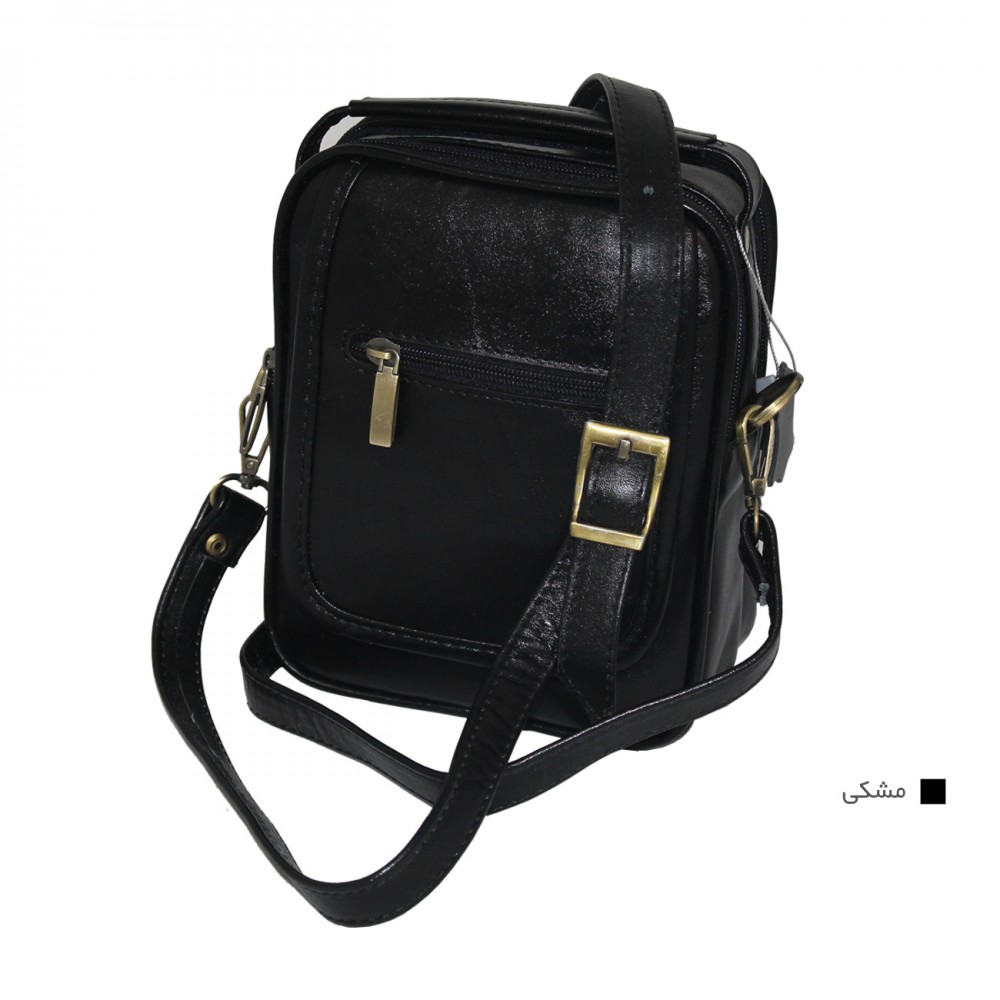 ارسال رایگان-کیف اسپورت چرم طبیعی دوشی مشکی مدل سه مغزی
