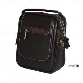 ارسال رایگان-کیف اسپورت چرم طبیعی دوشی قهوه ای مدل سه مغزی