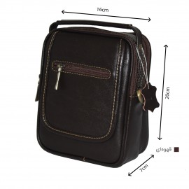 ارسال رایگان-کیف اسپورت چرم طبیعی دوشی قهوه ای مدل سه مغزی