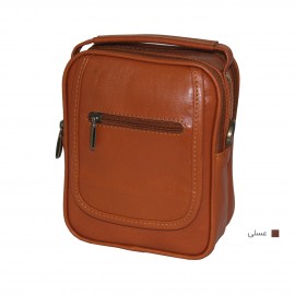 ارسال رایگان-کیف اسپورت چرم طبیعی دوشی عسلی مدل سه مغزی