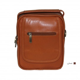 ارسال رایگان-کیف اسپورت چرم طبیعی دوشی عسلی مدل سه مغزی