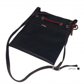 ارسال رایگان-کیف دوشی چرم طبیعی گل دار زنانه سرمه ای 