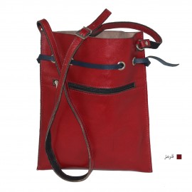 ارسال رایگان-کیف دوشی گل دار زنانه قرمز چرم طبیعی 