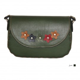 ارسال رایگان-کیف دوشی چرم طبیعی سبز مدل ملیکا 