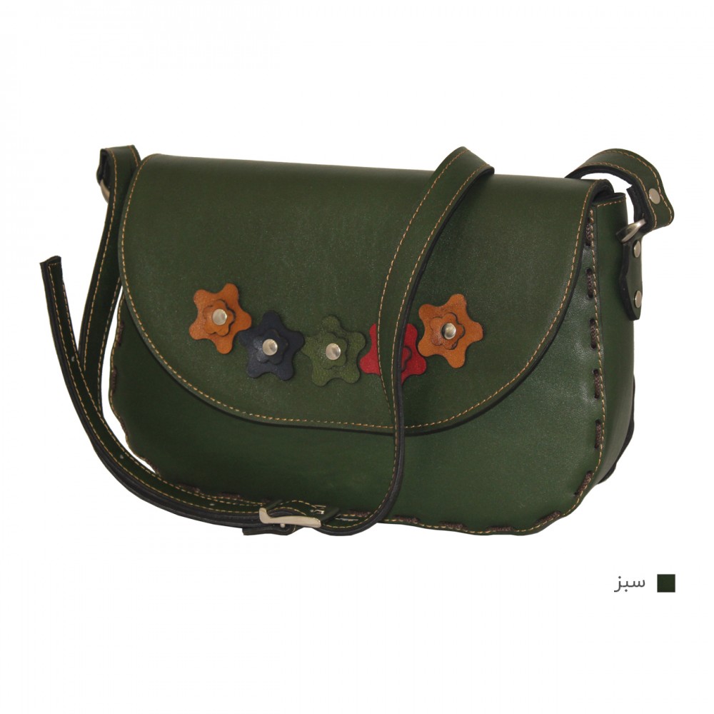 ارسال رایگان-کیف دوشی چرم طبیعی سبز مدل ملیکا 