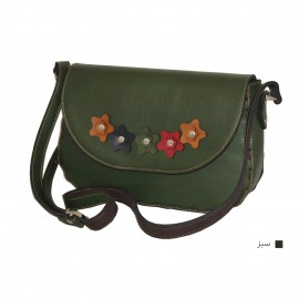 ارسال رایگان-کیف دوشی چرم طبیعی سبز مدل ملیکا 