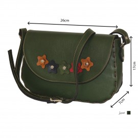 ارسال رایگان-کیف دوشی چرم طبیعی سبز مدل ملیکا 