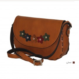 ارسال رایگان-کیف دوشی چرم طبیعی عسلی مدل ملیکا 