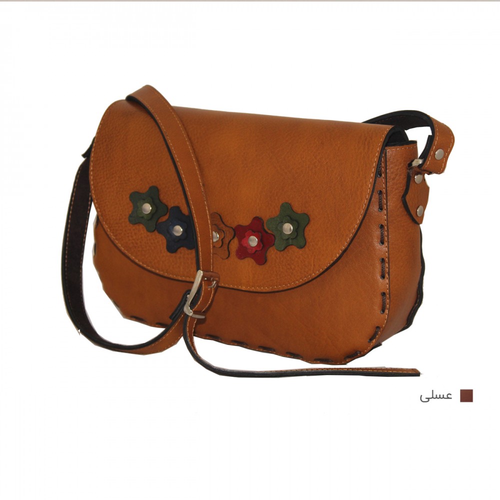 ارسال رایگان-کیف دوشی چرم طبیعی عسلی مدل ملیکا 