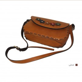 ارسال رایگان-کیف دوشی چرم طبیعی عسلی مدل ملیکا 