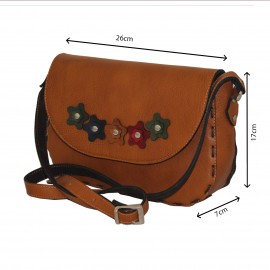 ارسال رایگان-کیف دوشی چرم طبیعی عسلی مدل ملیکا 