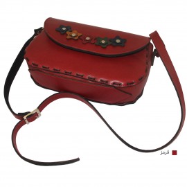 ارسال رایگان-کیف دوشی چرم طبیعی قرمز مدل ملیکا 